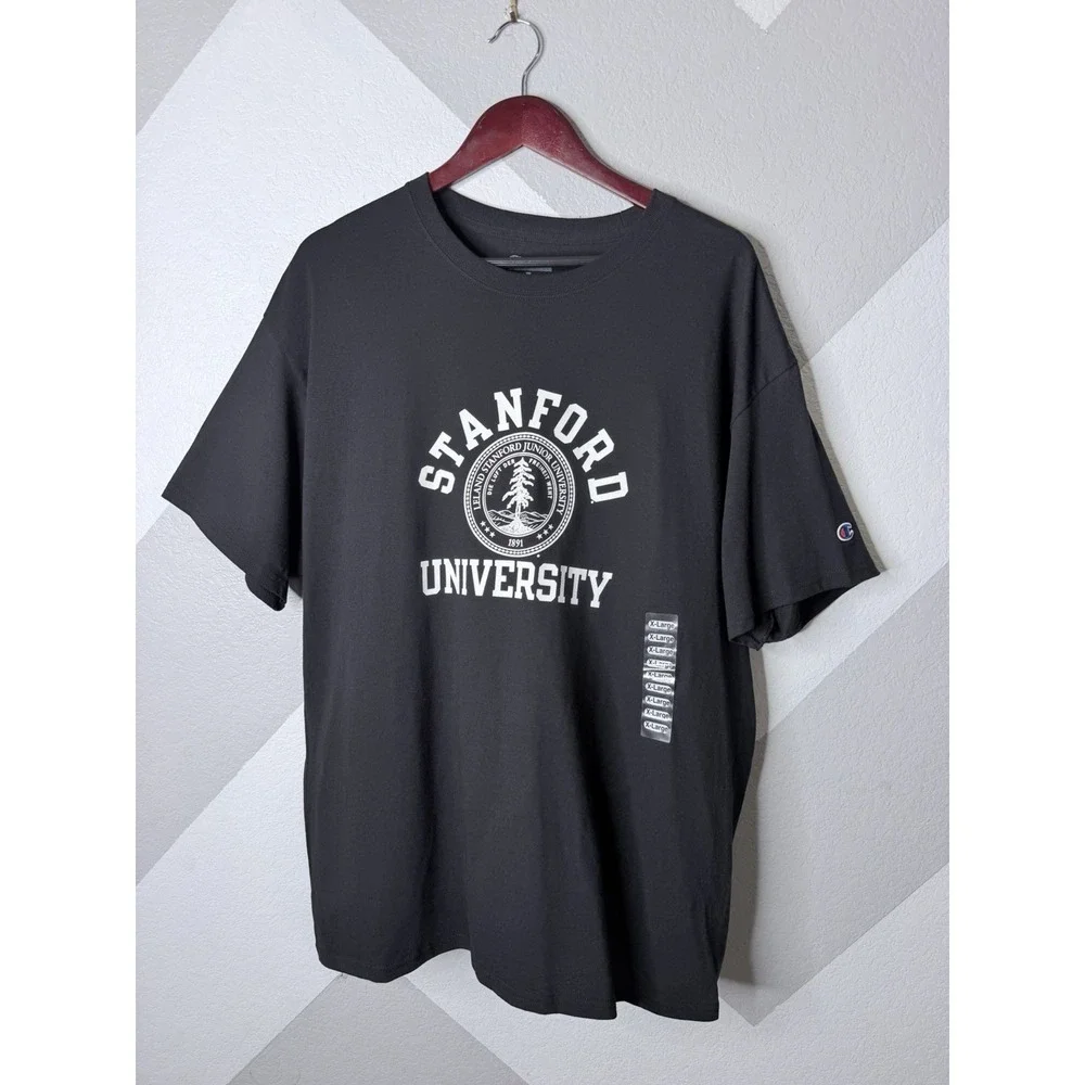 Champion Stanford University Graphic T-Shirt Black Men's XL Short Sleeve Cotton - Picture 3 of 10
